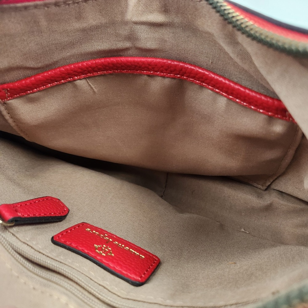 Nanette Lepore Small Red Crescent Hobo Shoulder Bag‎ Faux Leather Purse - Picture 7 of 12